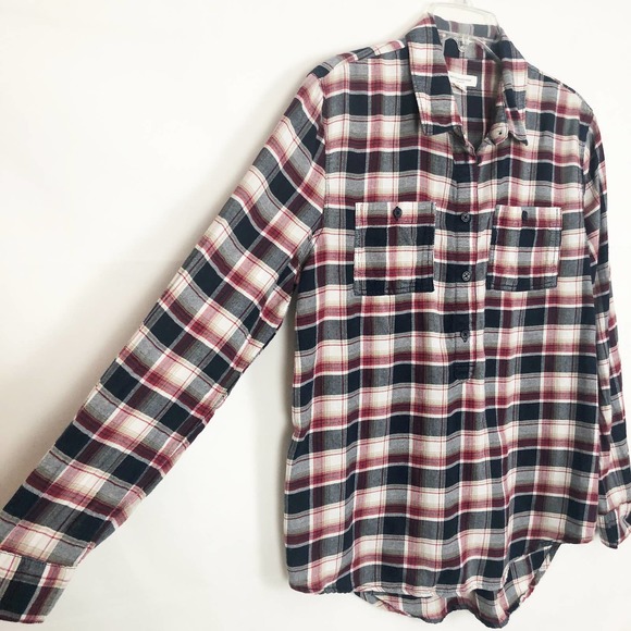 Beach Lunch Lounge 1/2 Button Plaid Women's Shirt - Picture 5 of 10